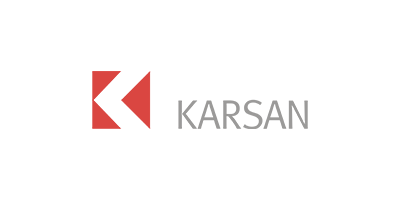 Karsan logo with red and black geometric design.